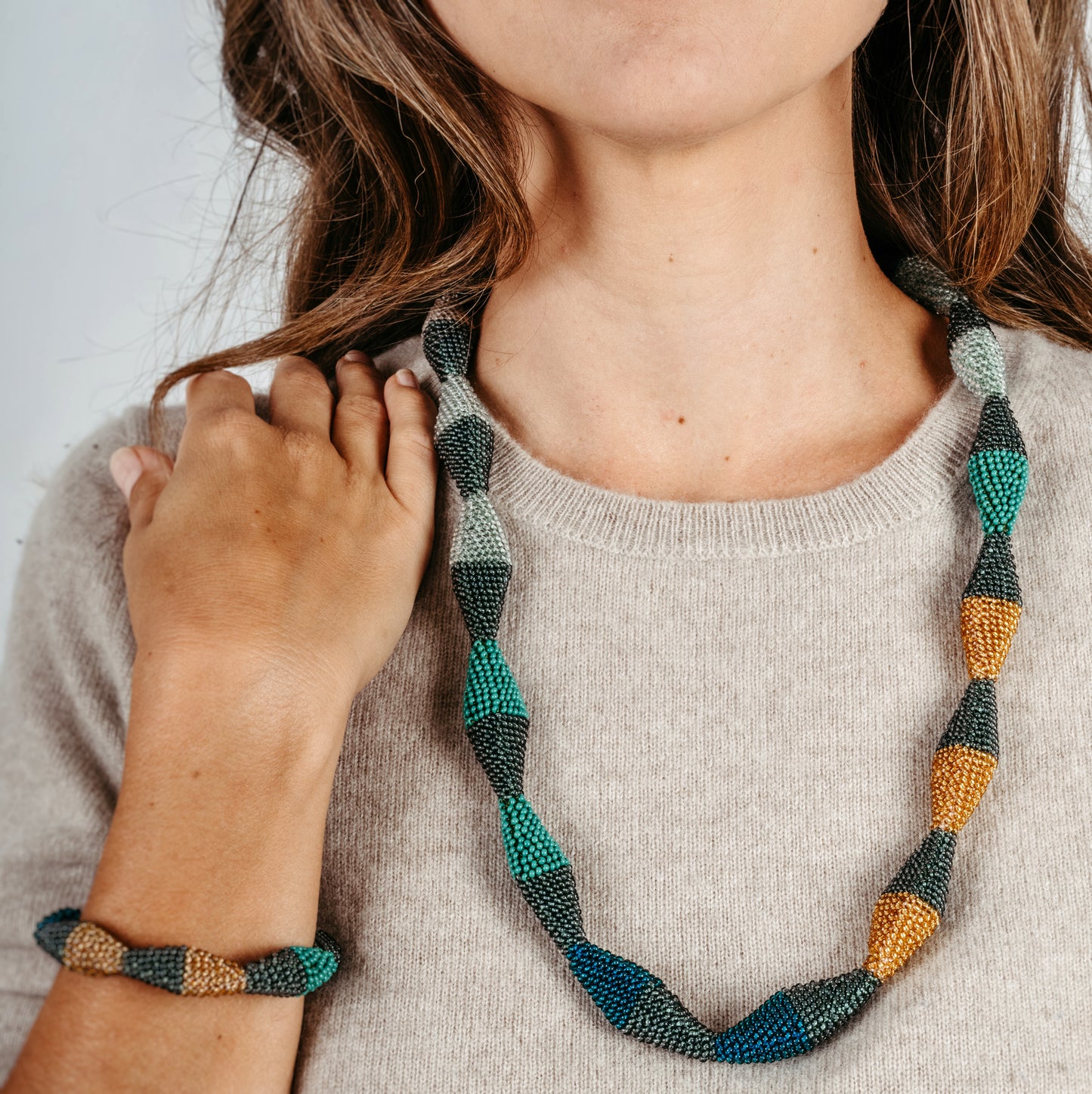 lange Kette "Trinity Zick-Zack"
