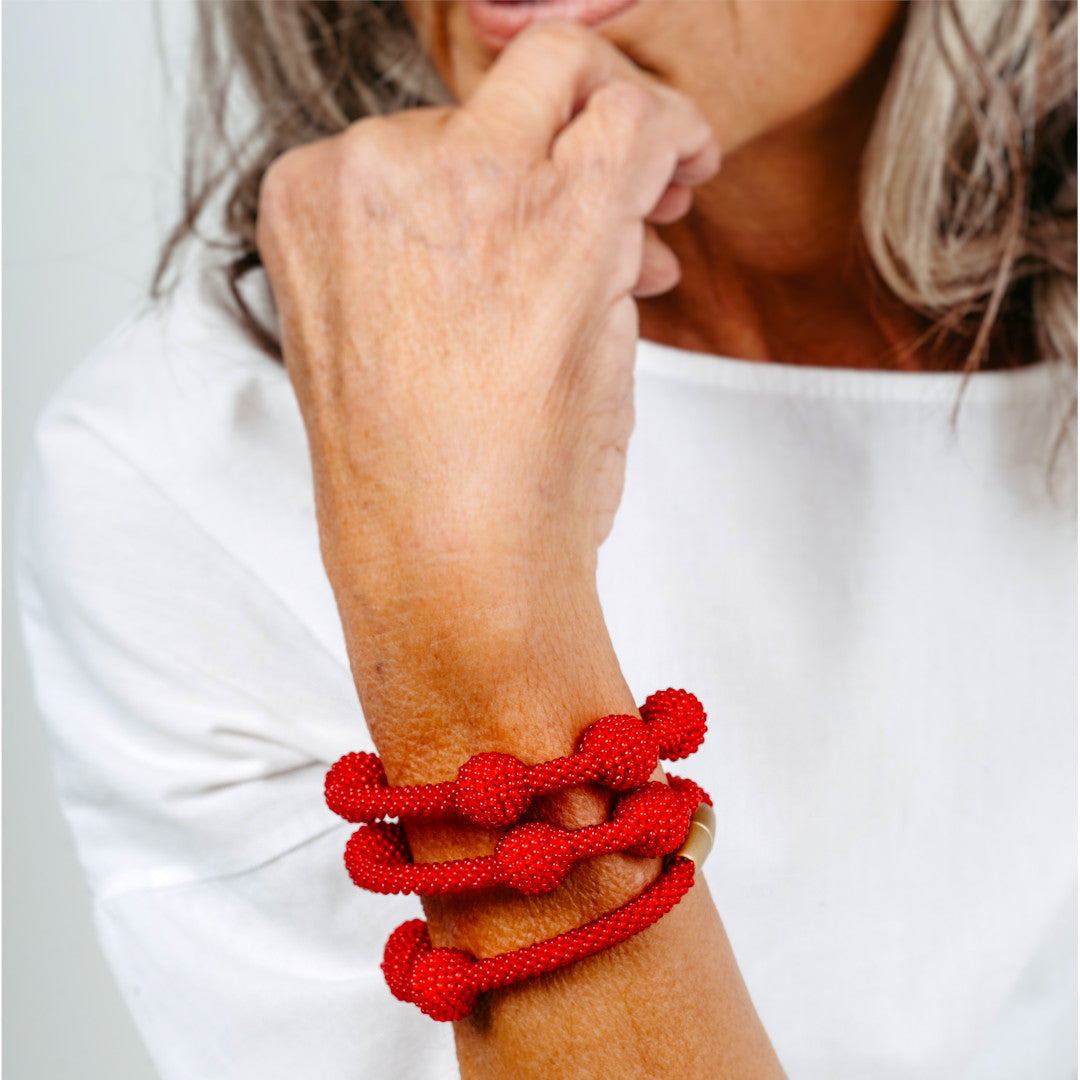 lange Kette/Dreifacharmband "Morse Liebe"